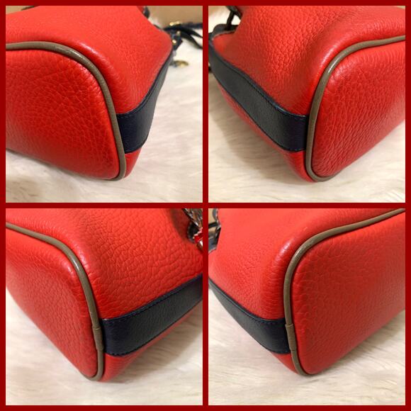 DOONEY and BOURKE Vintage Red & Blue All Weather Leather TETON Drawstring Bucket - Picture 15 of 16